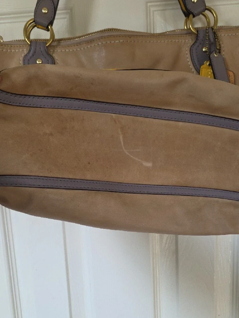 2012 COACH 22430 Poppy HALIE Cappuccino/Oyster Glam Shoulder Tote Bag
